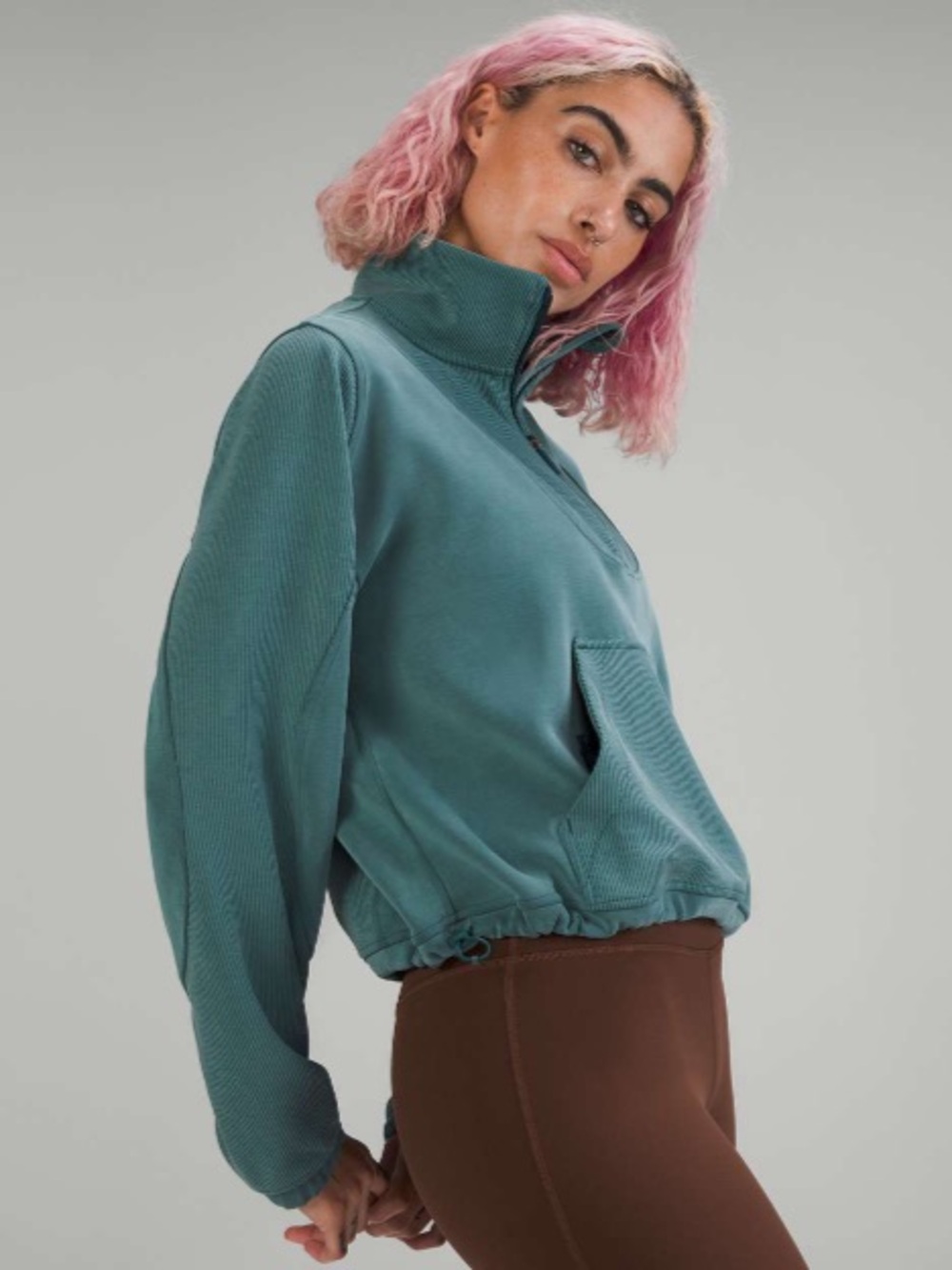Lululemon Brushed Softstreme Ribbed Half Zip
Green Jasper